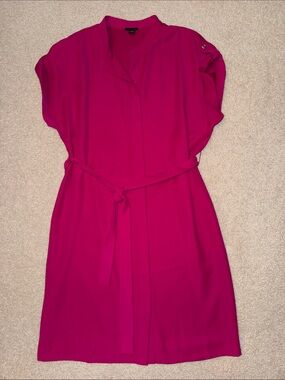 Ann Taylor Magenta Tie Waist Shift Dress Size M